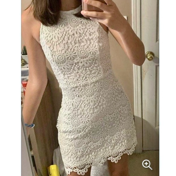 Hollister Dresses & Skirts - Hollister Co. High Neck Cut Out Back Crochet Lace White Dress Women's Size XS